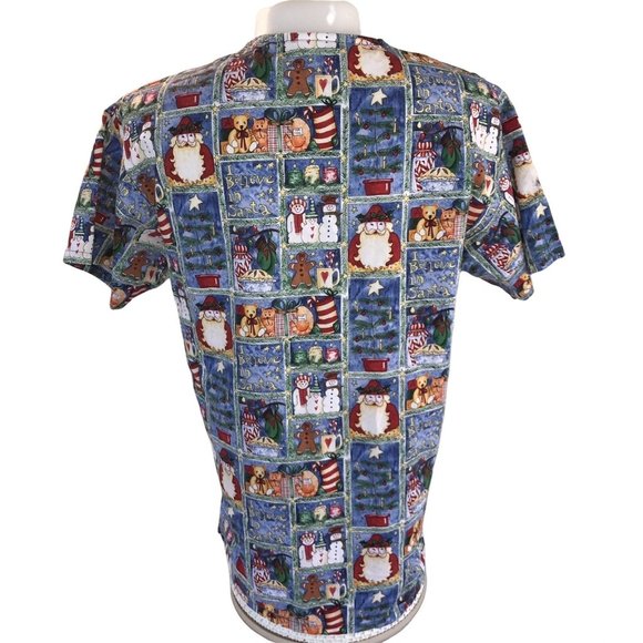 Santa I Believe Christmas Snowman Bear Gingerbread Star Scrub Peaches XS Women - Picture 2 of 11